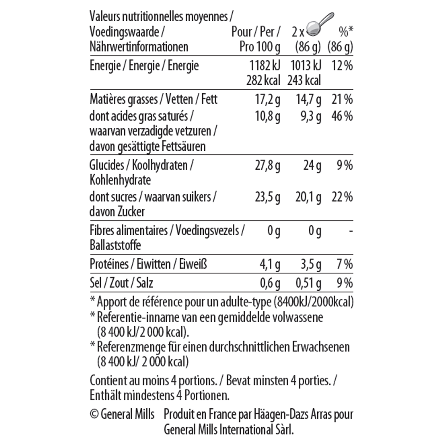 salted caramel pint nutrition 