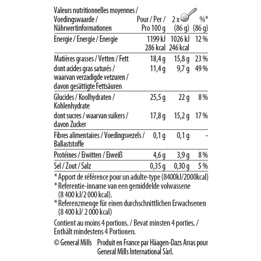 caramel biscuit cream pint nutrition