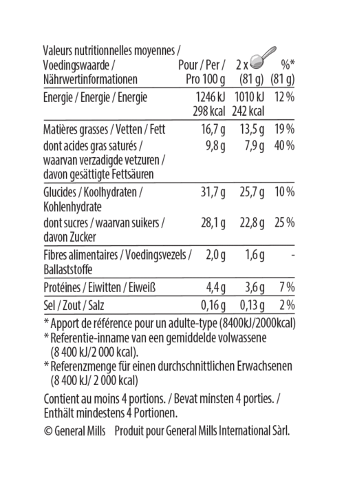 barista chocolate frappe nutrition